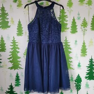 Young Women's Halter Chiffon Lace Dress